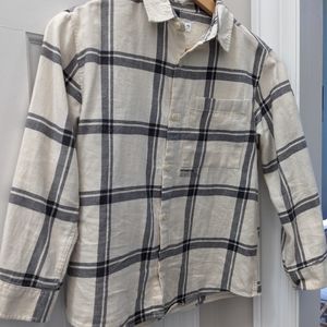 Zara Cream & Gray Plaid Button Down Shirt - Super Soft! Size 9